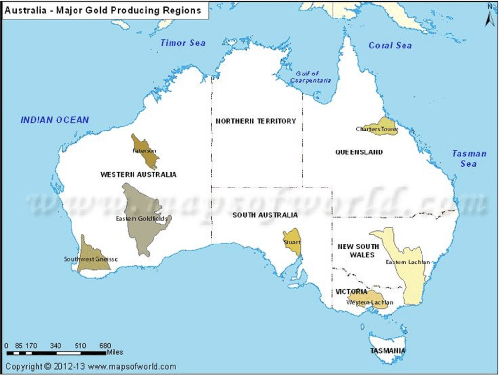 Australia major gold producing regions