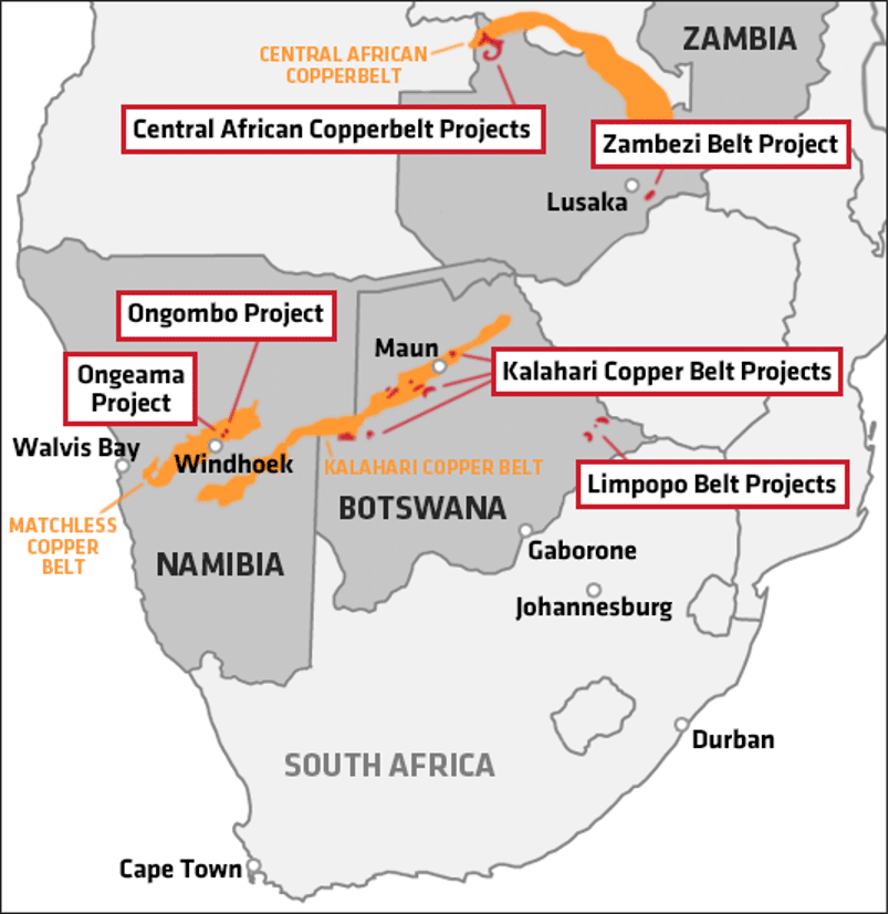 In Zambia there is also potential for cobalt, in Botswana silver and in Namibia, gold.